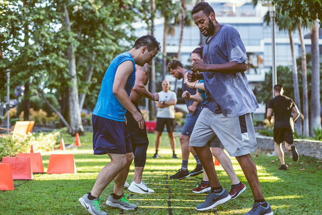 An outdoor class session near the beach
